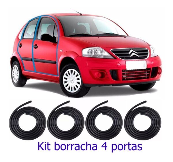 Kit Borracha Vedação Citroen C3 2002 2003 2004 2005 4 Portas
